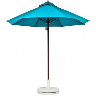 Commercial Restaurant Umbrellas 9 Foot Fiberglass Market Umbrella With Aluminum Pole - Pulley Lift